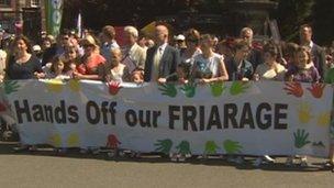 Protesters outside Northallerton County Hall