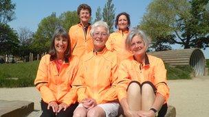 Back row: Pam Binns and Mary Hawes Pat Ward, Sue Crook and Anne Riley