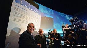 Scottish Green Patrick Harvie joined Alex Salmond at the signing