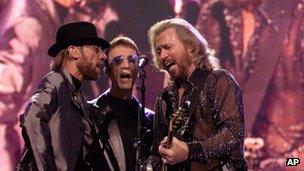 The Bee Gees performing in 1999