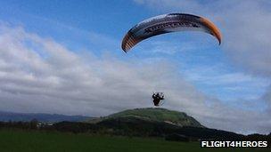 Colin Rees flying a paramotor