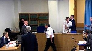 Protester enters Leveson court room