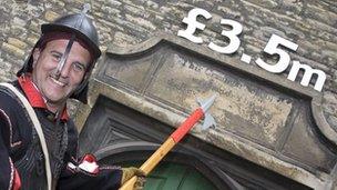 Sealed Knot member Robert Crookes at the Old Magnus Buildings, Newark