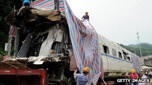 Carriage from the Wenzhou high speed train crash