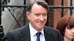 Lord Mandelson arrives at Leveson