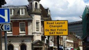 Signs outside Chatham bus station