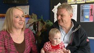 Julie and Chris Bryon-Edmond with baby Lottie