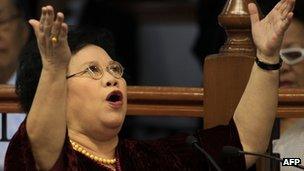 Senator Miriam Santiago, who acted as a judge during the trial