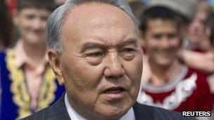 Kazakh president Nursultan Nazarbayev in Almaty, 1 June 2012