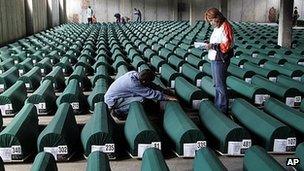 Coffins of Srebrenica victims - file pic