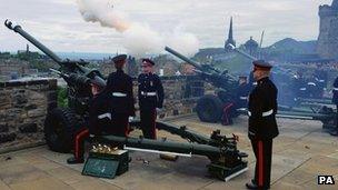 Royal salute at Edinburgh Castle