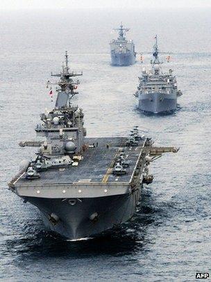 The USS Essex aircraft carrier and the Essex Amphibious Ready Group in the Andaman Sea (File picture)