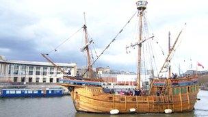 The Matthew leaving Bristol for the Jubilee Pageant in London