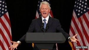 Former US President Bill Clinton talks at Barack Obama's fundraising event in New York. Photo: 4 June 2012