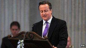 David Cameron reading a lesson at the Thanksgiving Service at St Paul's Cathedral