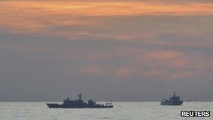 Two Chinese surveillance ships in the Scarborough Shoal