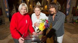 Canon Sheila Bamber, flower festival chief florist, Margaret Vickers and Verger Alan Edington