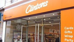 Clintons shop front