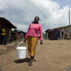 Kenyan woman collecting water