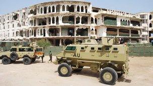 AU vehicles in Mogadishu