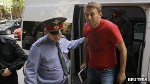 Russian opposition leader Alexei Navalny at court, 12 May 12