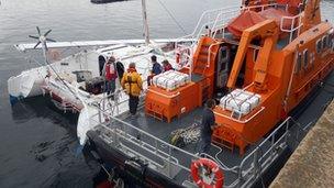 The Orinoco Flo with the St Mary's lifeboat. Pic: RNLI