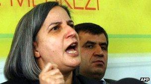 Deputy Chairwoman of the pro-Kurdish Peace and Democracy party, Gultan Kisanak, addresses a news conference in January 2012