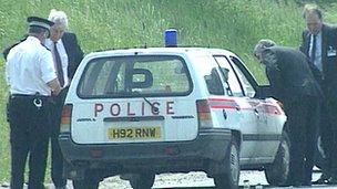 Police car being examined on A64