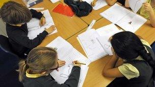 primary school pupils in classroom