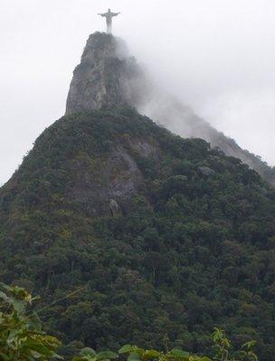 Christ the redeemer statue covered in mist (Image: BBC)