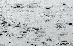 Raindrops in a puddle