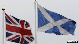 Union flag and saltire
