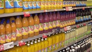 Bottles in supermarket