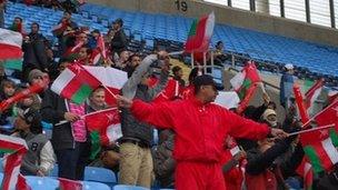 Oman fans at Olympic football test event