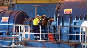 Two men working at a power station