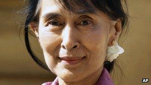 Aung San Suu Kyi in Oxford as part of her tour of the UK, on Tuesday