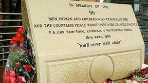 Memorial at Sheffield Wednesday's Hillsborough stadium