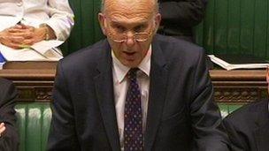 Vince Cable announces plans to parliament