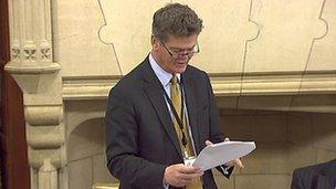 Stephen Lloyd addressing MPs at Westminster Hall