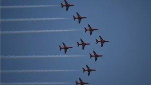 Red Arrows at the Lowestoft Seafront Air Festival