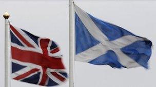 Union flag and Saltire