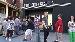 Crowds outside Third Man Records