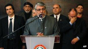 Paraguay"s former President Fernando Lugo addresses the nation after the Senate voted to remove him from office