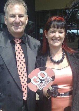 Black Caviar fans Billy and Juli Forest travelled from Australia to see the horse