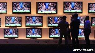 Sony TVs on display