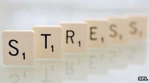 Scrabble letters spelling stress