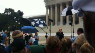 Protesters outside the US Supreme Court, Washington DC 25 June 2012