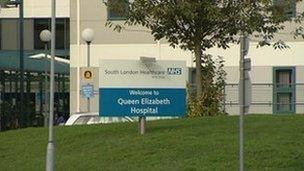 Queen Elizabeth Hospital sign