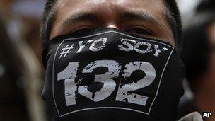 YoSoy132 protesters in Mexico City on 24 March