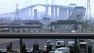 The QE2 Thames bridge Dartford River Crossing